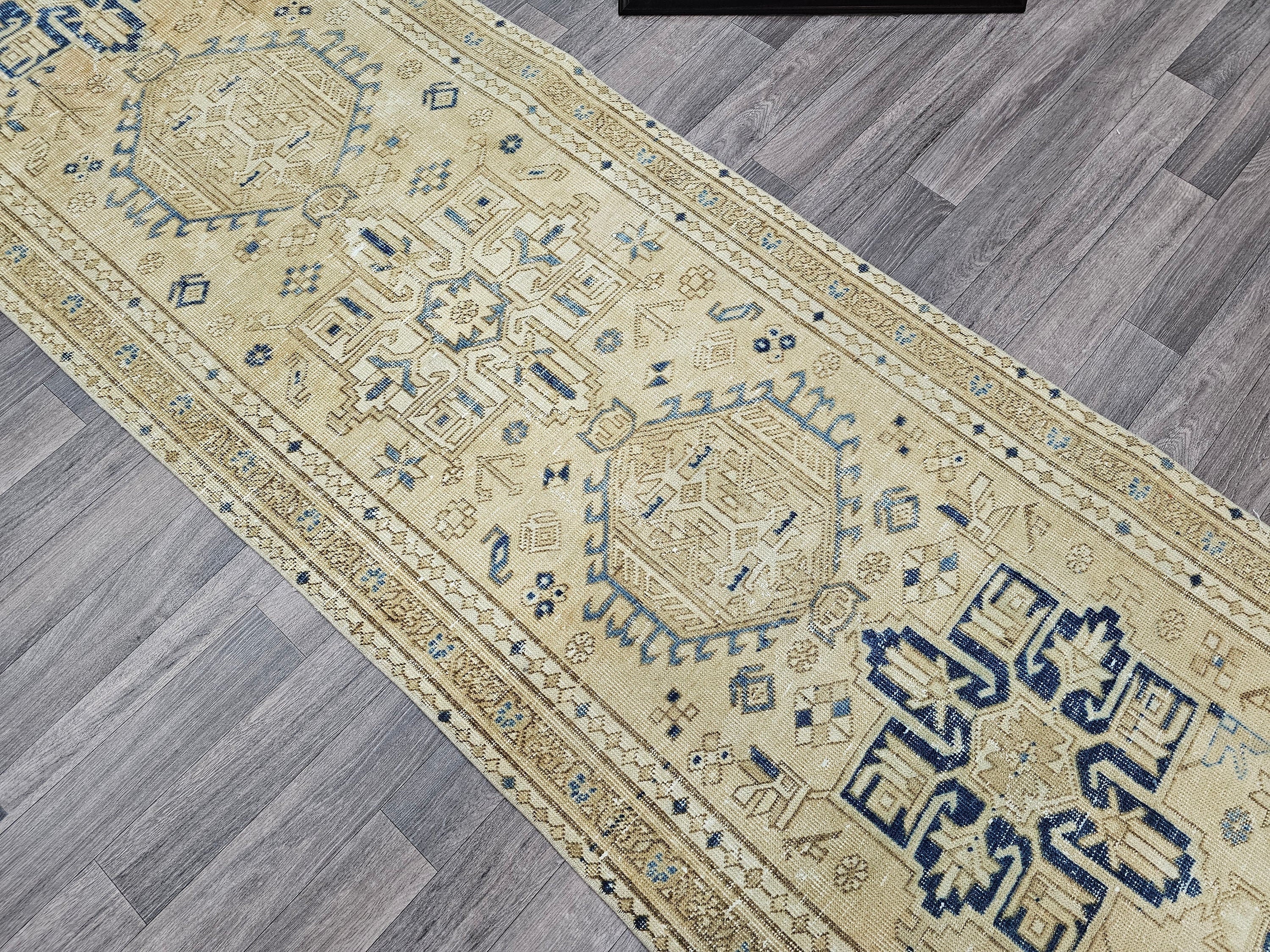 3x12 Vintage Oushak Runner : Hand Knotted Wool Runner - Turkish runner for hallway and kitchen