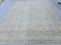 9x12 Wool Area Rug/ Hand Knotted Neutral Oushak Rug for Livingroom and Office/ Authentic Faded Vintage Rug/ Aesthetic Bedroom Rug/ Beige Rug