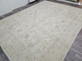 Oversize Hand Knotted Wool Rug: Vintage Heriz Design, 9.40x12.30 ft