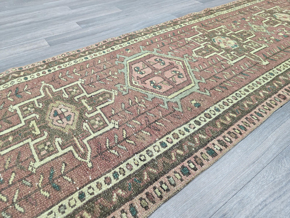 Narrow and Long Classic Vintage Runner/ 2.40x13.60 feet / Handmade Geometric Oriental Turkish Runner Rug