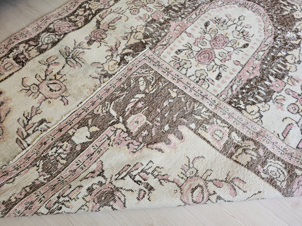 Handwoven Wool Oushak Rug: 6x9 Vintage Bohemian Area Rug