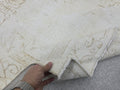 6x10 Handknotted Wool Oushak Medallion Rug, Muted Ivory Beige Area Carpet