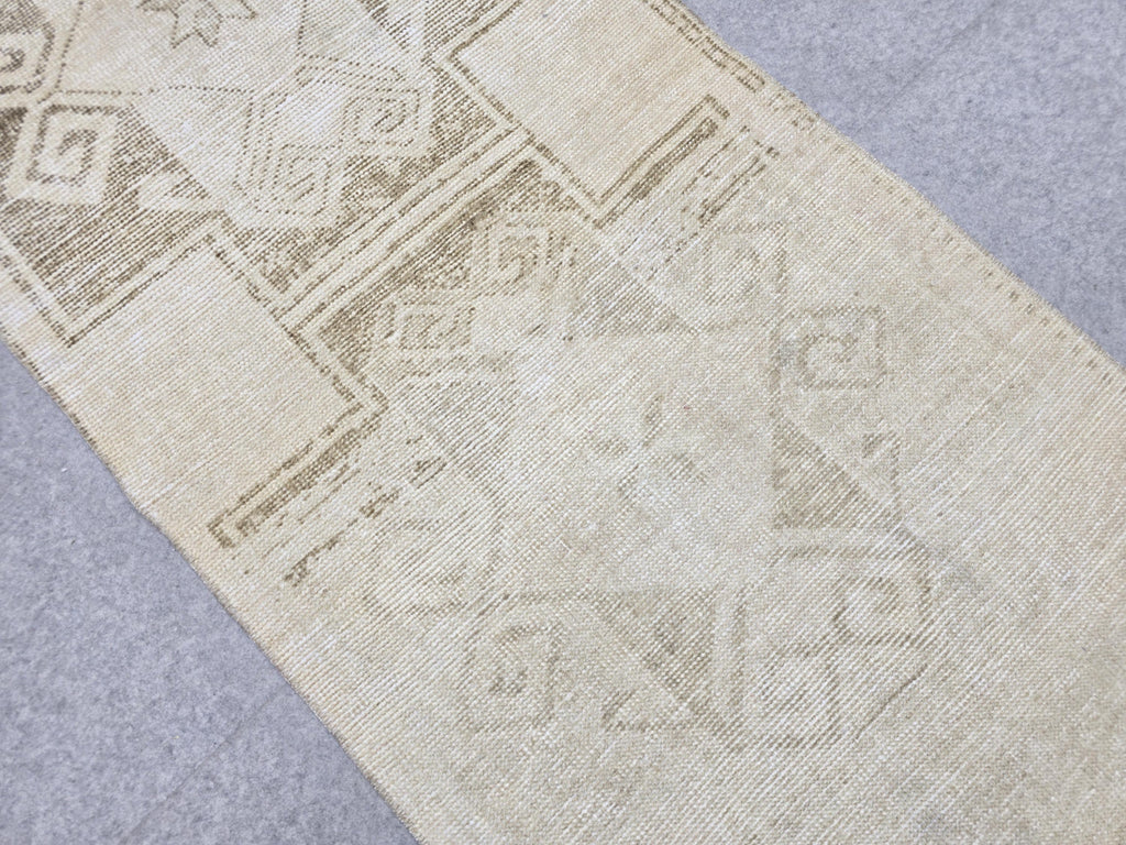 Turkish Rug 3x10 Wool Runner Rug for Narrow Hall, Star Medallion Tribal Carpet, Earth tone Brown Rug, Boho Decor