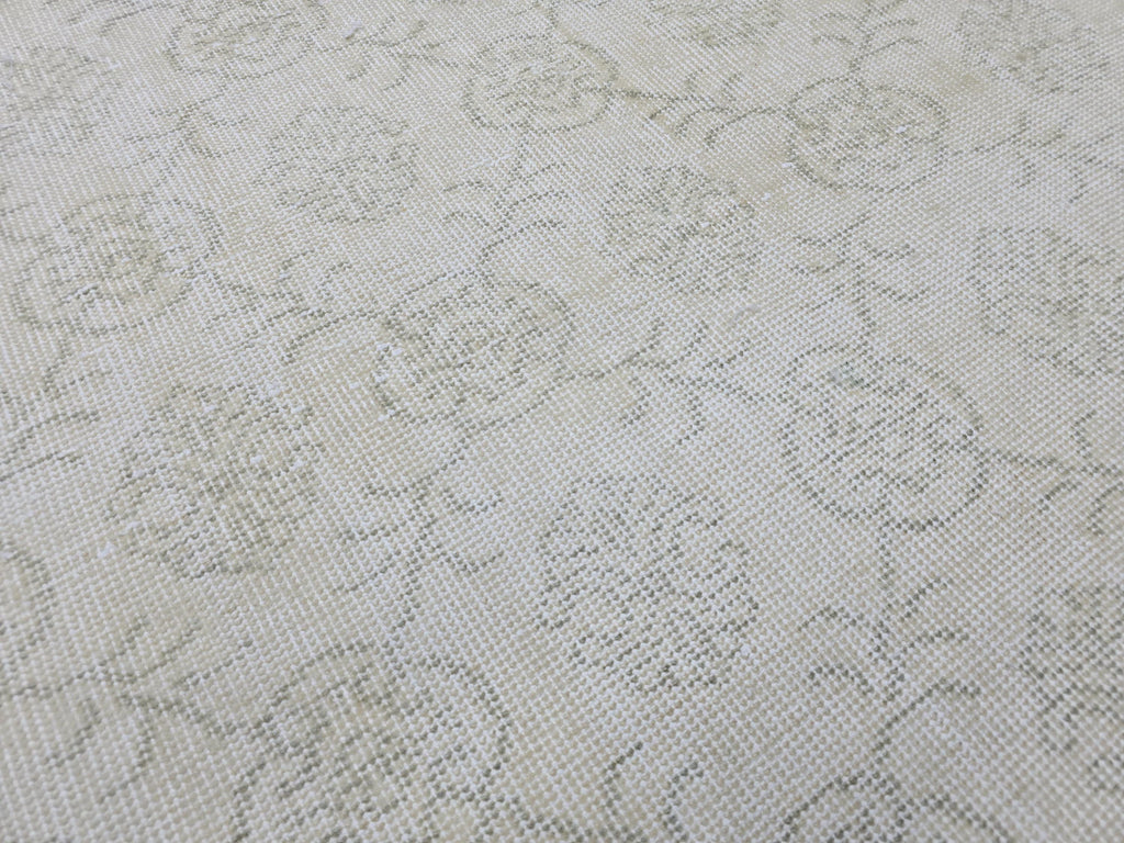 7x11 Vintage Turkish Oushak Rug, Handknotted Ivory Floral Wool Carpet