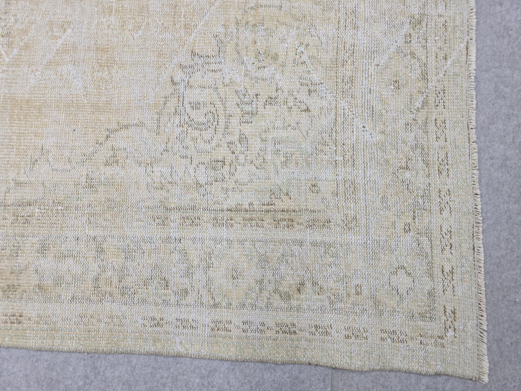 7x10 Vintage Turkish Oushak Rug: Handknotted Wool, Muted Neutral
