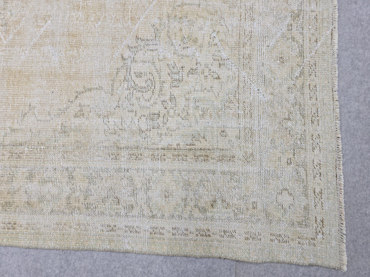 7x10 Vintage Turkish Oushak Rug: Handknotted Wool, Muted Neutral