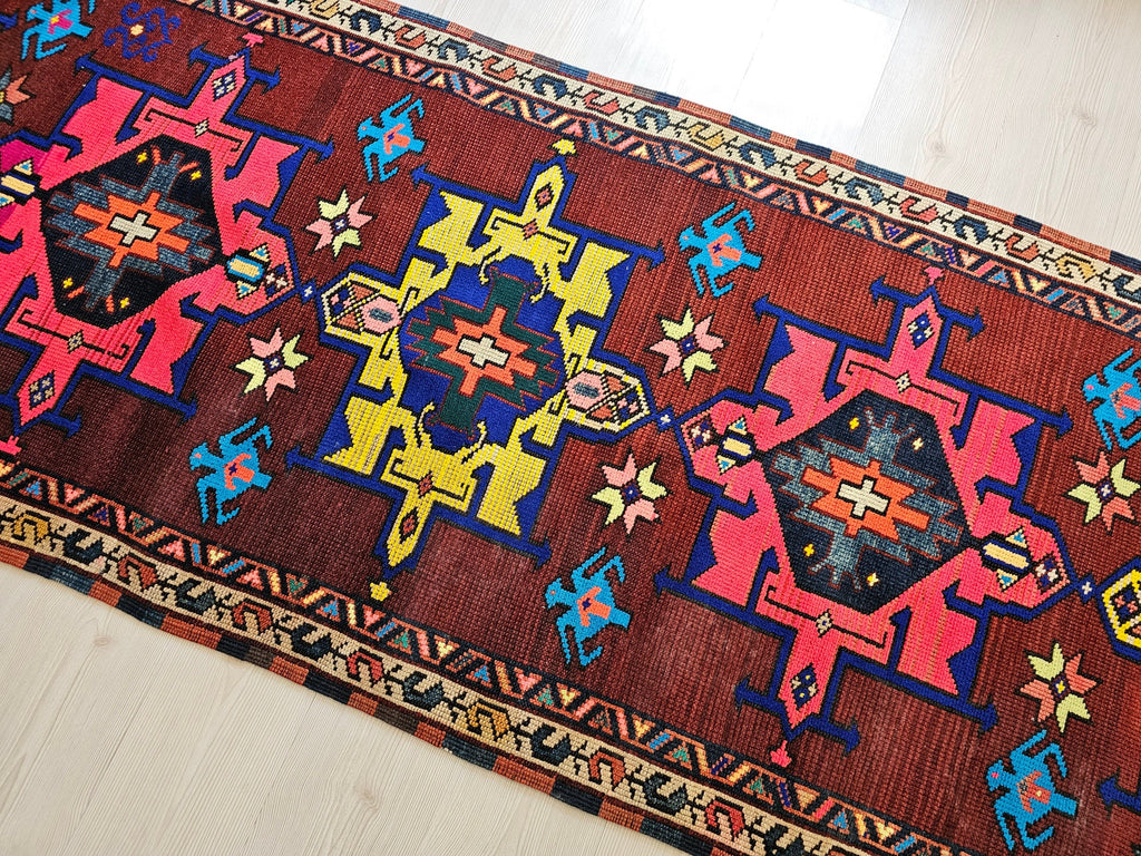 3x10 Wool Vintage  Turkish Runner Rug // 3,28x10 feet