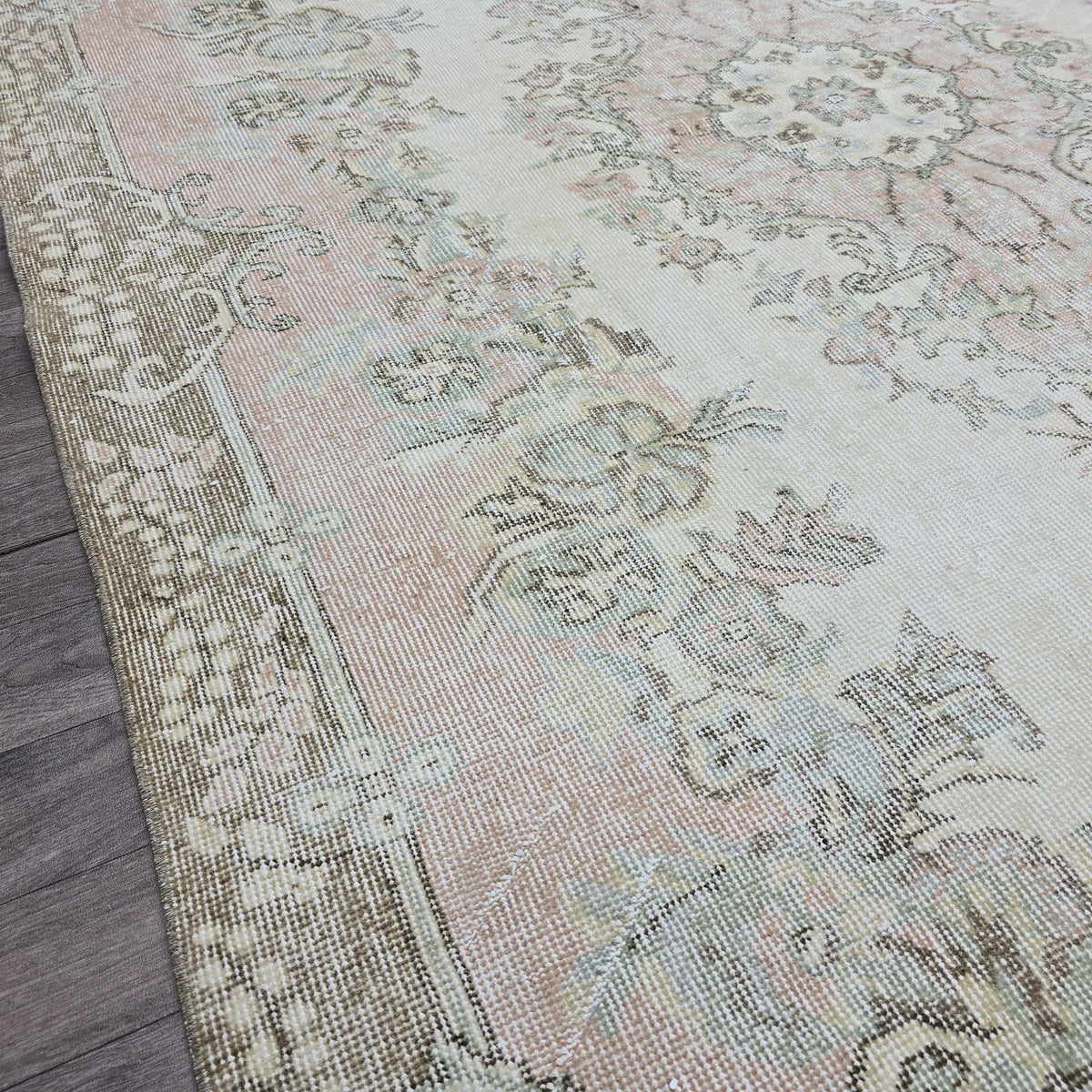 6x9 Vintage Pink Oushak Rug, Wool Anatolian Carpet
