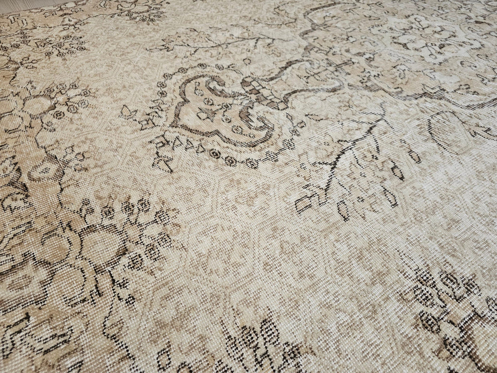 Muted Oushak Rug: 5.3x8.6 ft. Vintage Turkish Wool Area Rug