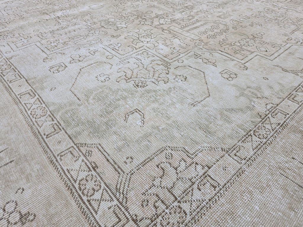 9x12 Vintage Turkish Oushak Rug | 9.45x12.25 ft | Neutral Beige Large Area Rug | Handwoven Anatolian Carpet