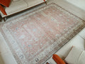 7x10 Vintage Turkish Rug: Hand knotted Wool Oushak area Rug -  6.8 x 9.9 ft, Organic Wool