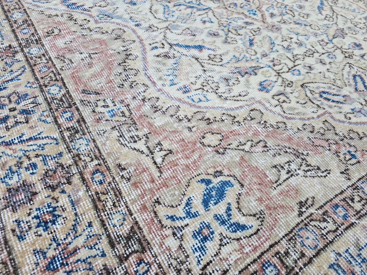 5x8 Turkish Oushak Rug: Faded Vintage Wool Area Rug