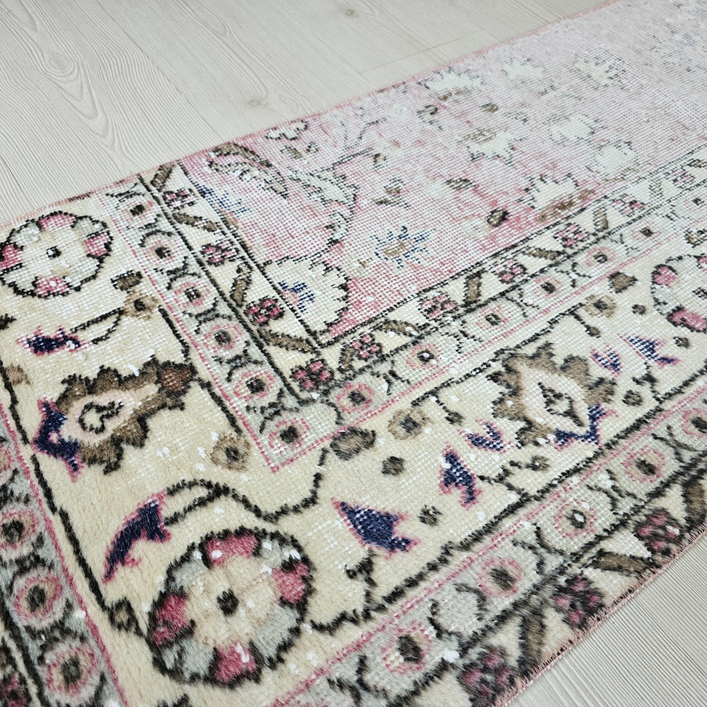 Vintage Turkish Runner Rug: Hand-Knotted Wool Boho Hallway Rug (2x9 Feet)