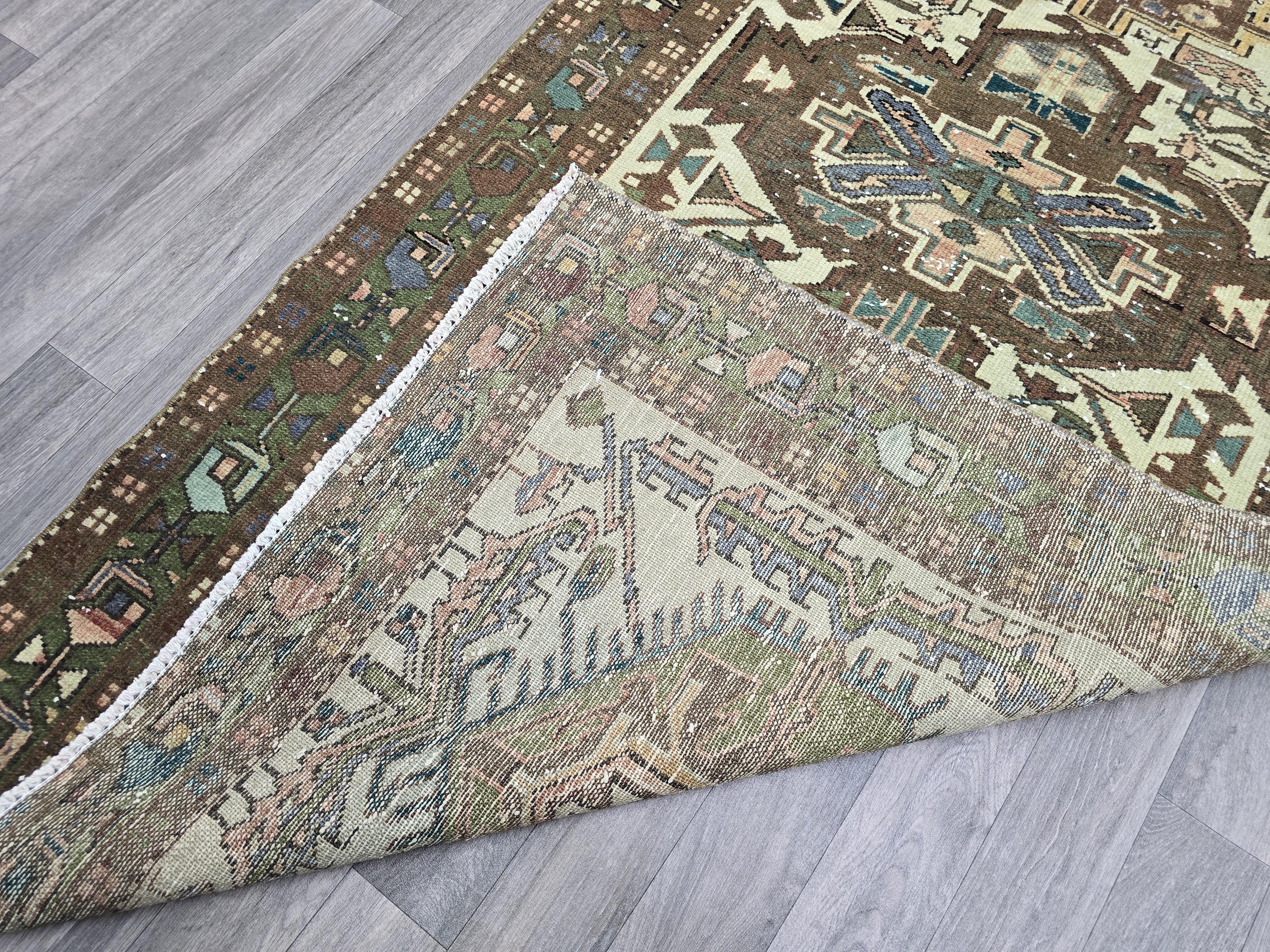 Handmade Wool Oushak Runner Rug: Vintage Turkish Hallway Carpet (4x10)