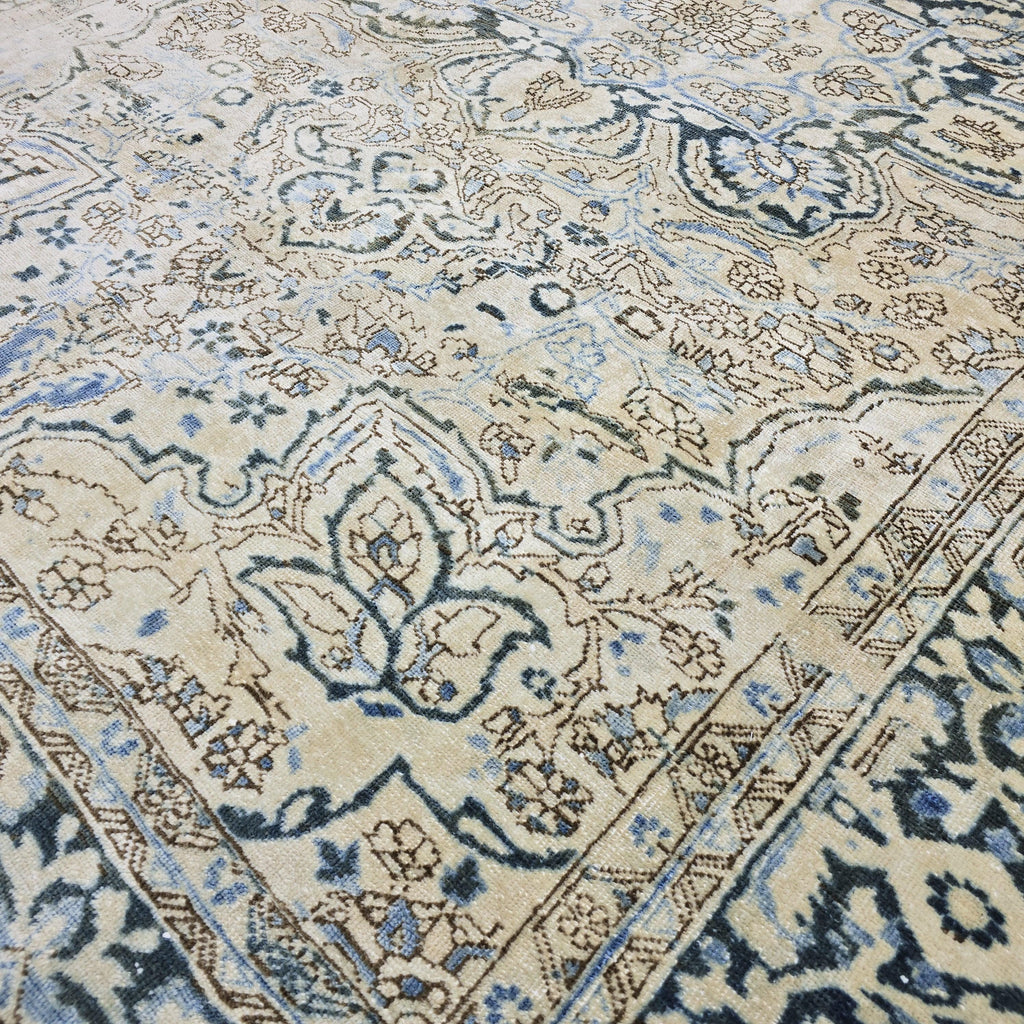 8x11 Oushak Rug: Neutral Turkish Vintage Wool Area Rug