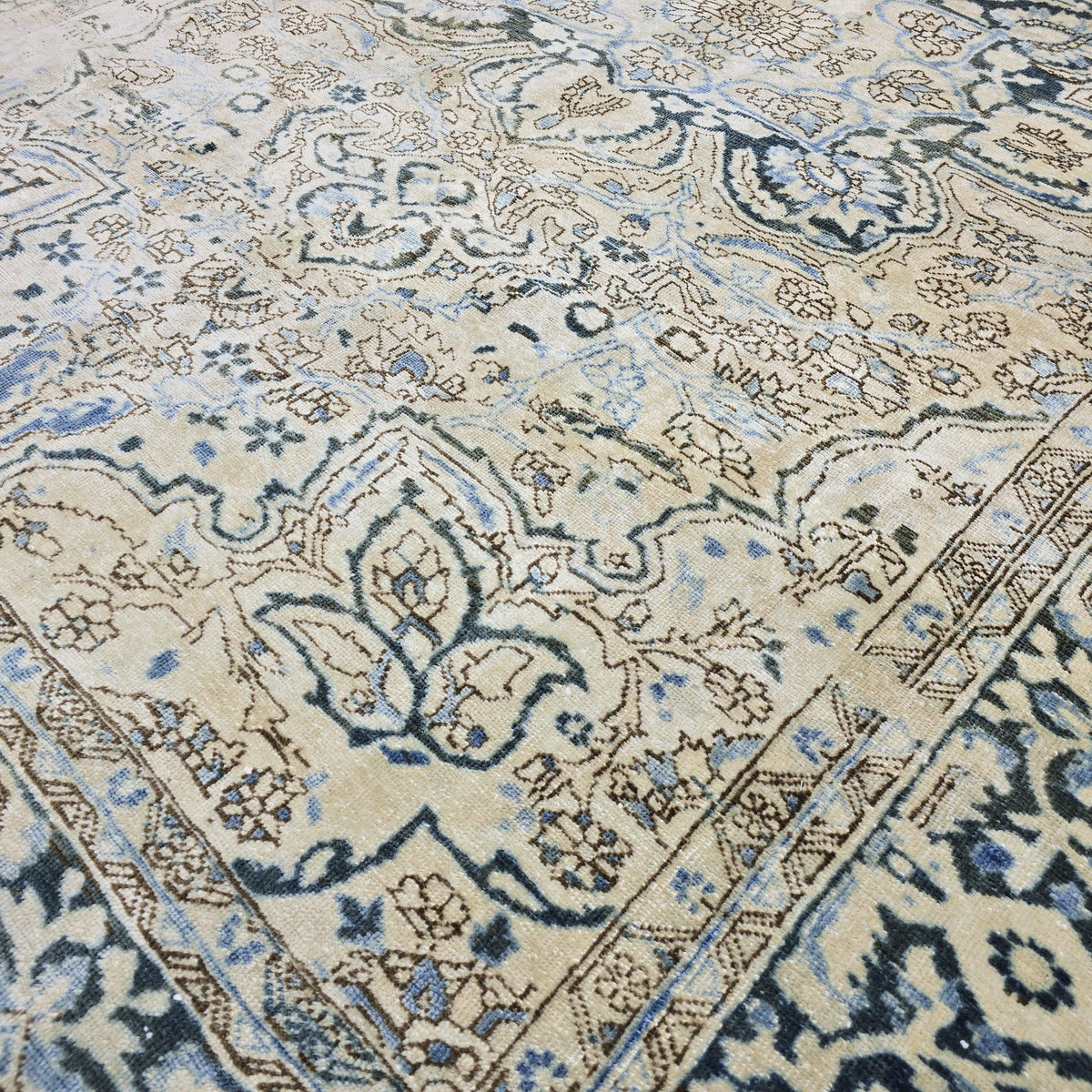 8x11 Oushak Rug: Neutral Turkish Vintage Wool Area Rug