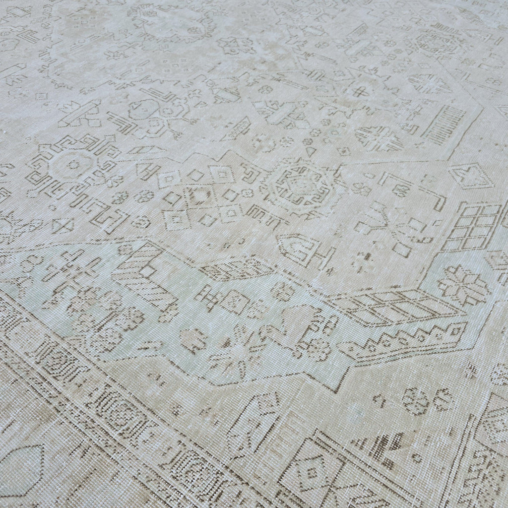 10x12 Large Oushak Rug/ Hand Knotted Wool Vintage Rug/ Neutral Turkish Rug/ Authentic Wool Area Rug for Livingroom and Bedroom, 9.7x12.25 ft