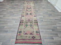2.55x12 feet Narrow Vintage Wool Runner Traditional Handmade Herki Runner