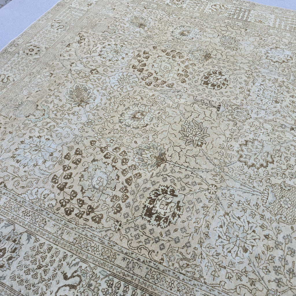 9x12 Oushak Rug Floral Design/ Hand Knotted High Quality Wool Rug/ Neutral Area Rug/ Turkish Rug 9x12/ Antique Turkish Rug/ Beige Rug