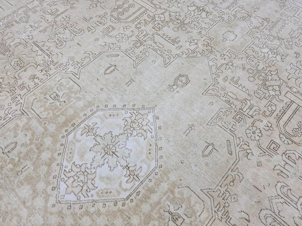 9x12 Vintage Turkish Oushak Rug | 9.45x12.25 ft | Neutral Beige Large Area Rug | Handwoven Anatolian Carpet