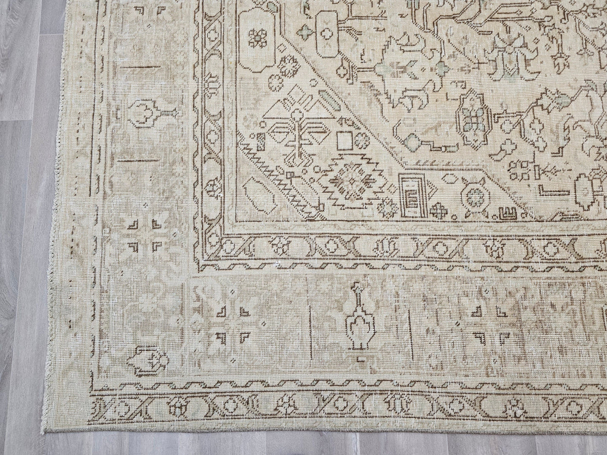 9x12 Wool Oushak Rug - Hand Knotted Wool Turkish Rug - Oversized Vintage Neutral Carpet - Beige Brown Area Rug for Livingroom