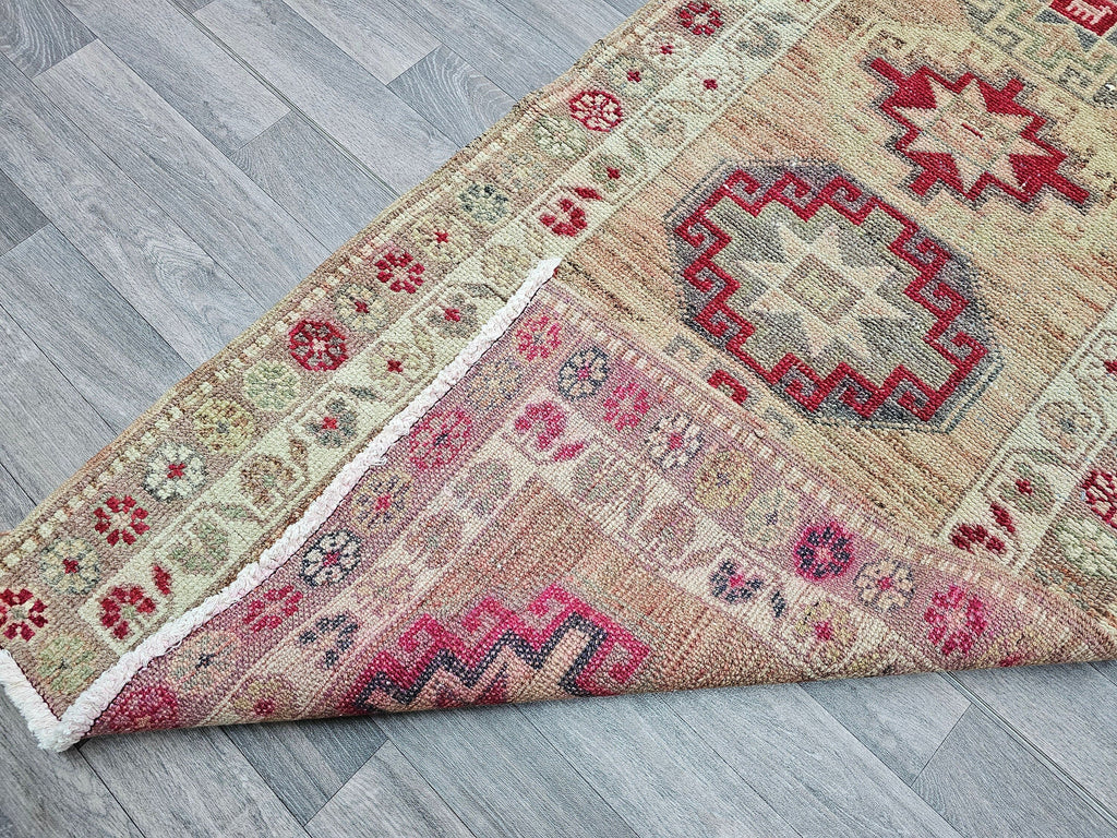 3x12 Vintage Wool Runner Rug - Herki Runner Traditional