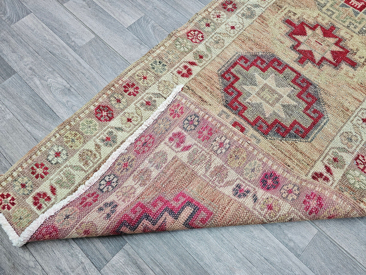 3x12 Vintage Wool Runner Rug - Herki Runner Traditional