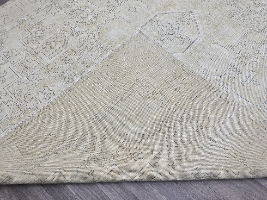 Oversized Oushak Rug 9x12: Hand-Knotted Neutral Vintage Area Rug