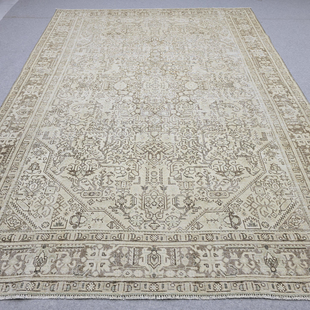 8x11 ft Vintage Turkish Oushak Rug: Hand-Knotted Wool & Cotton Area Carpet