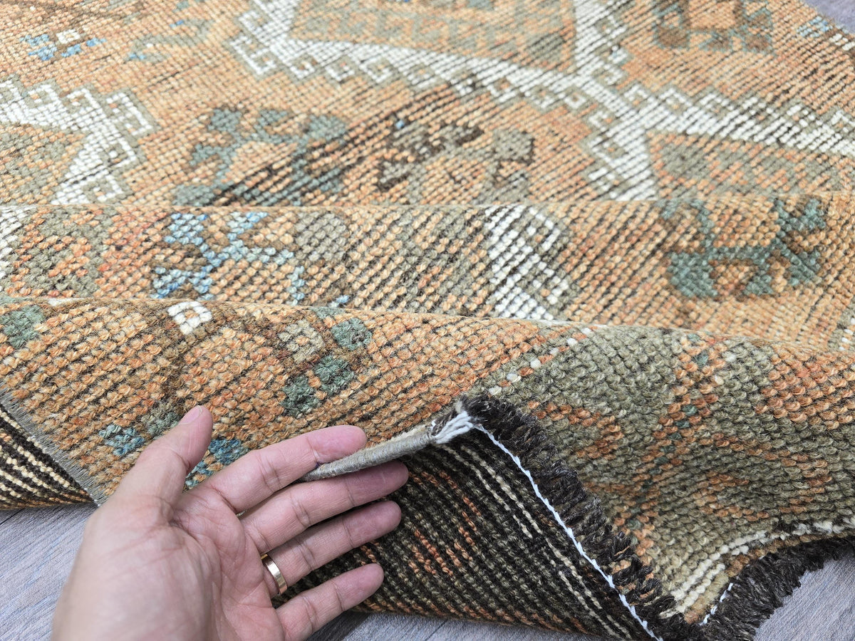 Vintage Turkish Oushak Runner Rug: Handknotted Wool Hallway Rug (4x11)