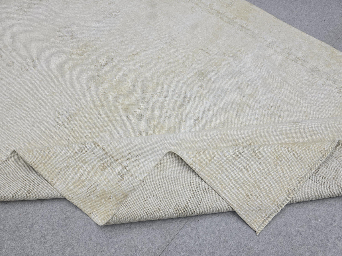 7x10 Cream/Beige Hand Knotted Turkish Area Rug