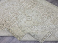 Large Vintage Oushak Rug 8x11 Neutral Beige Turkish Area Rug Living Room