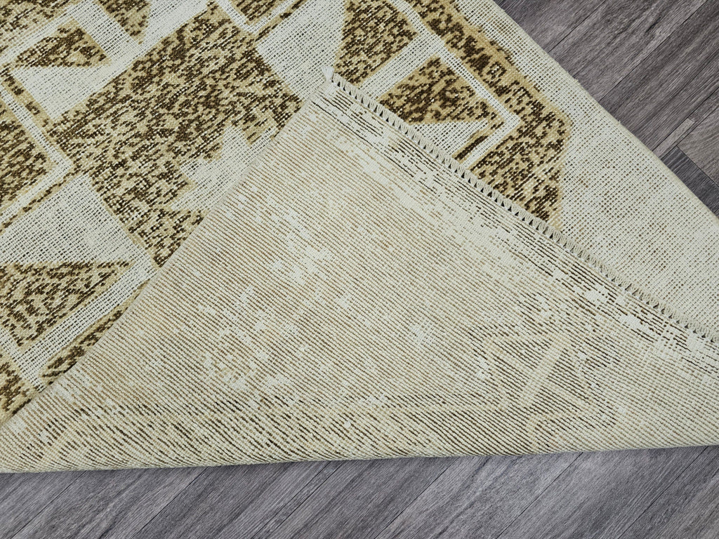 Vintage Turkish Oushak Runner Rug: 3x13 Neutral Wool Hallway Carpet