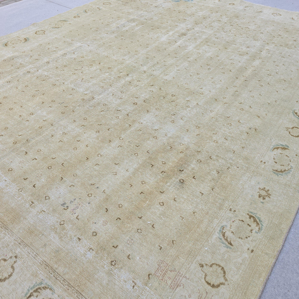 Large Oushak Rug 9x12 | Cream Neutral Area Rug | Hand Knotted Anatolian Style Bedroom Carpet