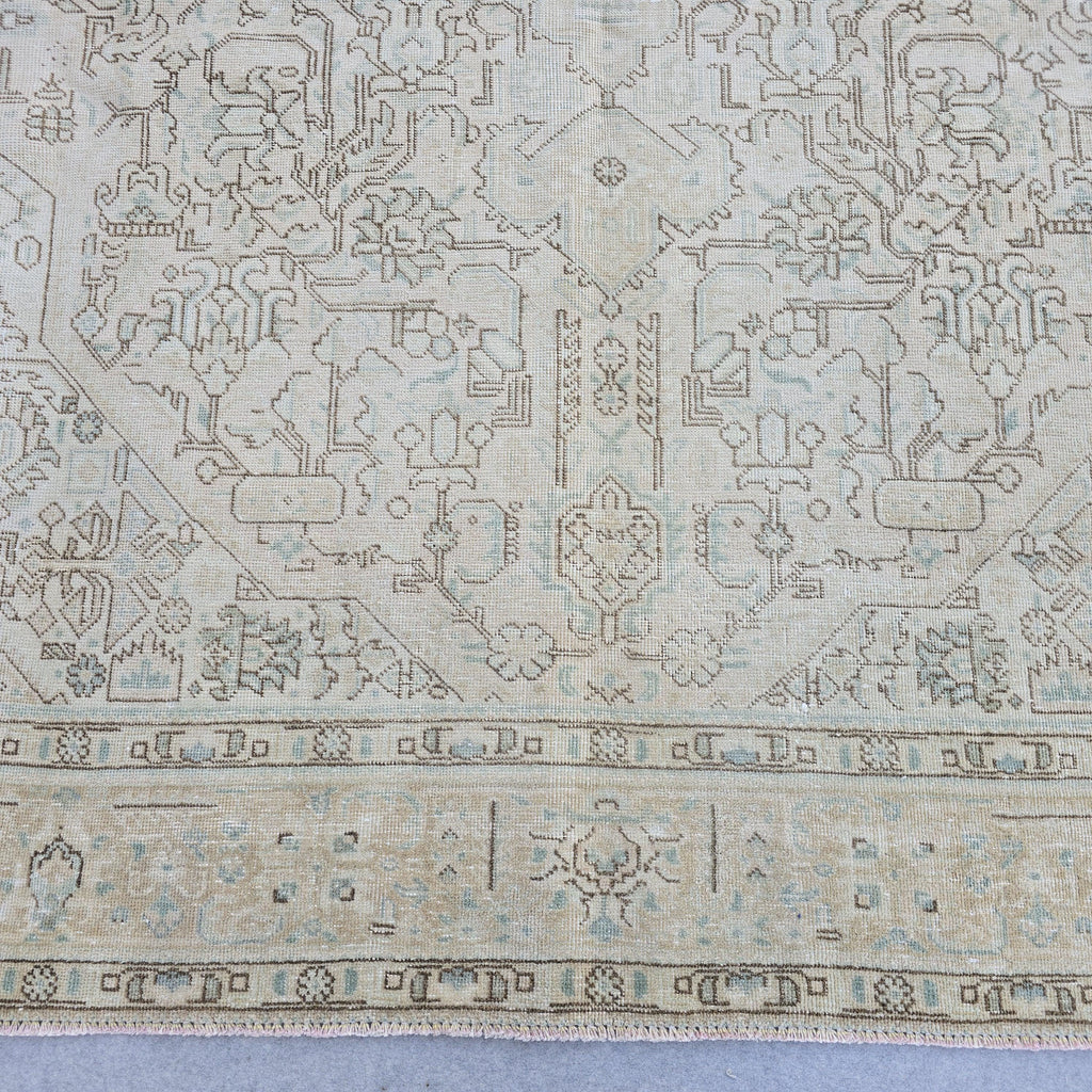8x11 Vintage Turkish Oushak Rug: Handwoven Wool Area Rug