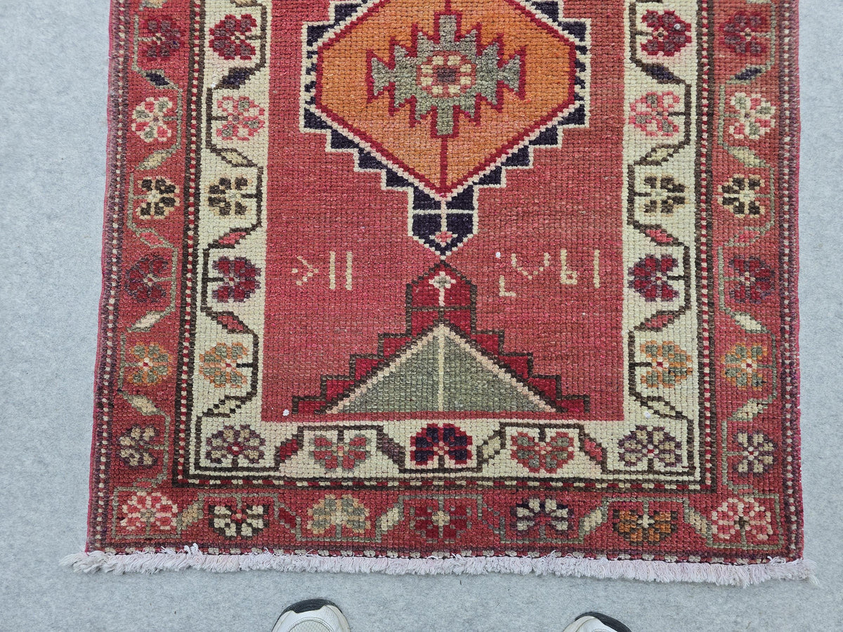 3x14 Vintage Wool Runner Rug for Kitchen and Long Hallway - hand Knotted Turkish Runner Rug - Muted Pastel Color Oushak Runner for Stairs
