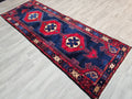 3.50x9.85 feet Traditional Wool Antique Anatolian Runner Rug Red Navy Blue