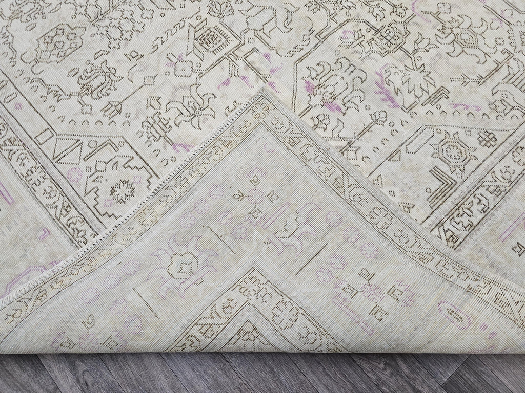 Faded Oushak Wool Area Rug: 9x12 Light Pink Beige Turkish Rug