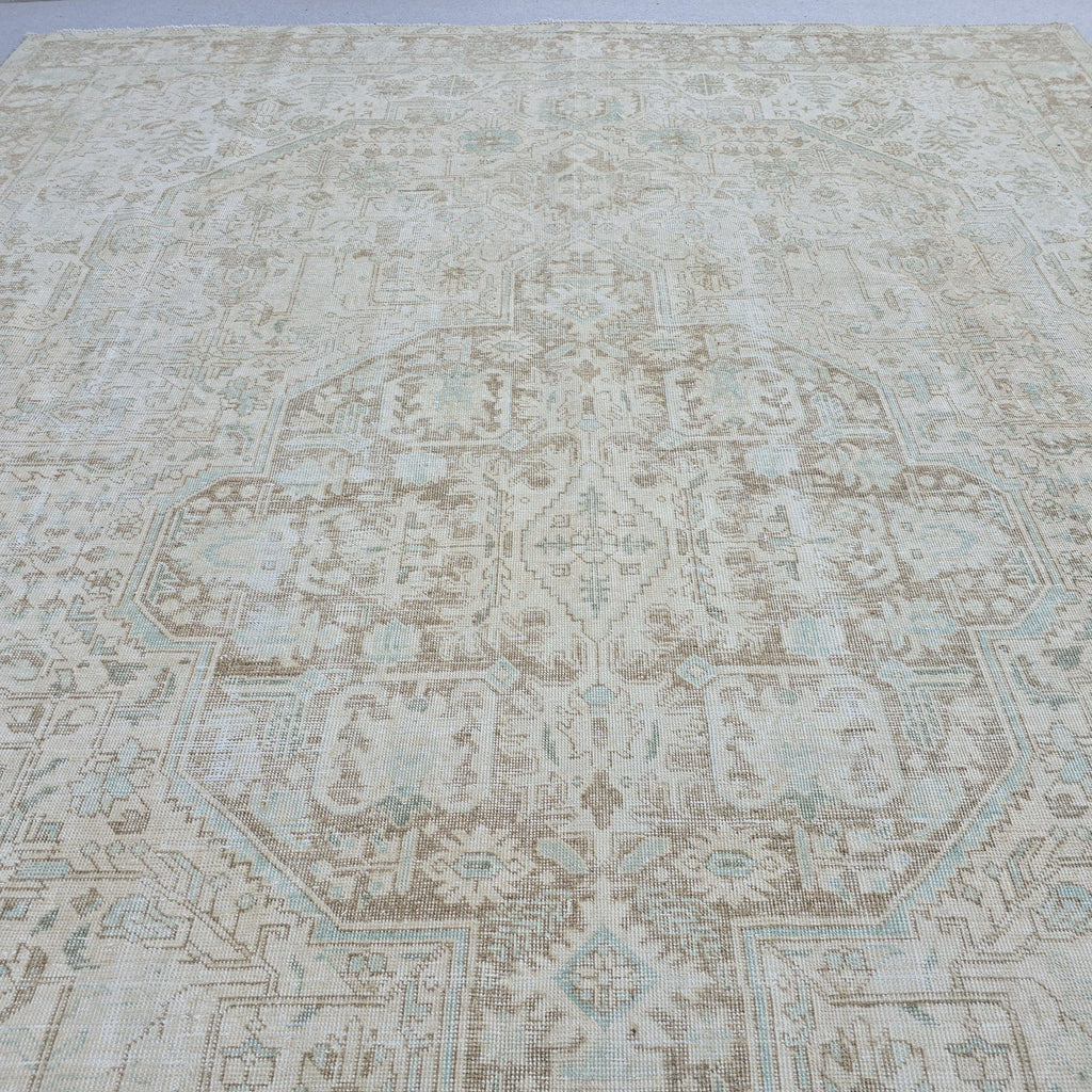 9x12 Turkish Rug: Pink Brown Boho Wool Oushak Area Rug