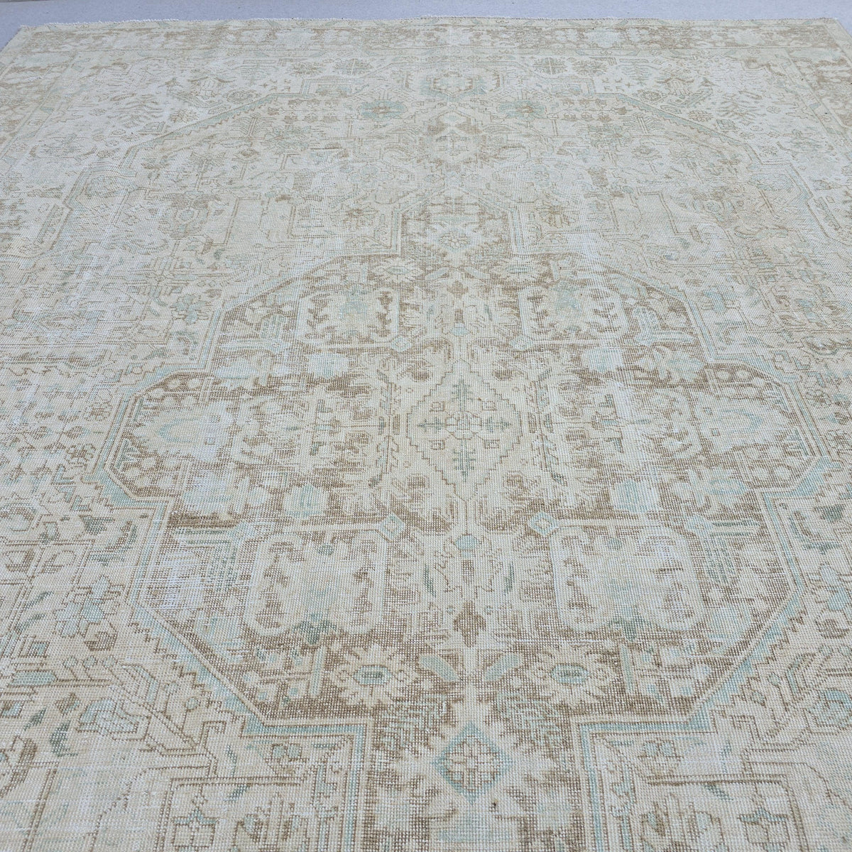 9x12 Turkish Rug: Pink Brown Boho Wool Oushak Area Rug