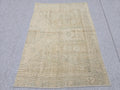 Vintage Bath Mat 2x3, Small Turkish Rug, Faded Neutral Door Mat, Hand Knotted Wool Oushak Mat, Muted Beige Kitchen Rug, Boho Entryway Rug