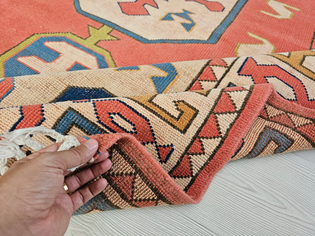 Handmade Wool Oushak Rug: 5x7.5 ft. Antique Turkish Area Rug