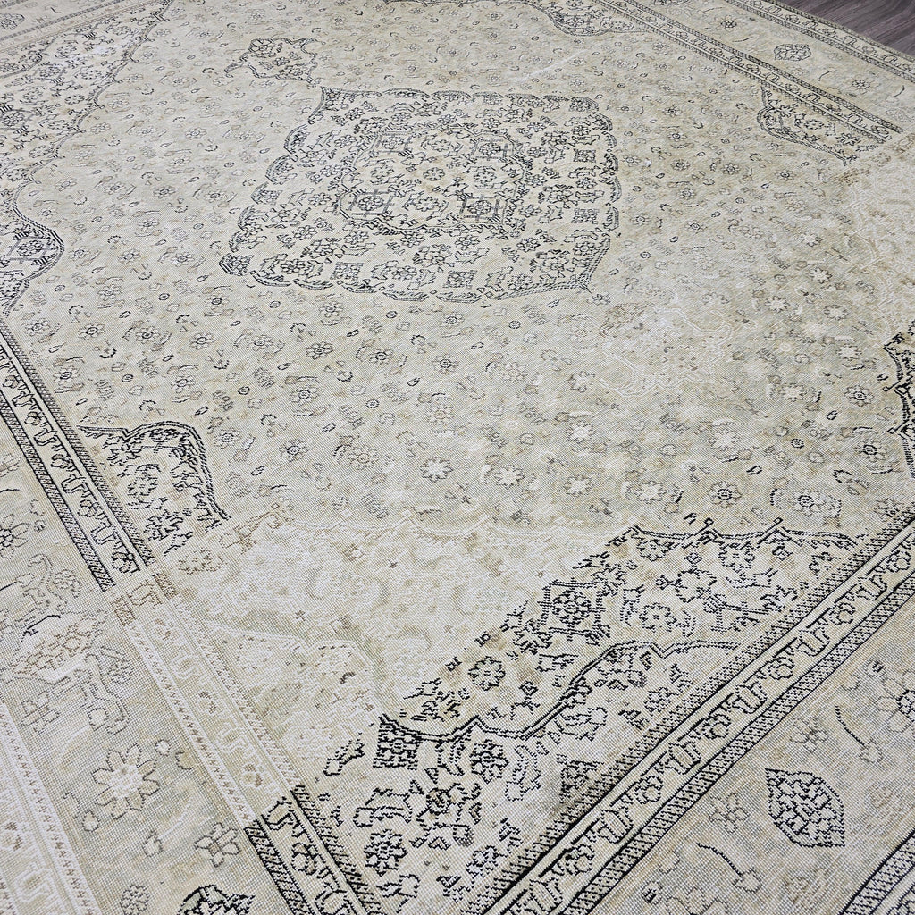 10x12 Vintage Oushak Wool Rug, Distressed Turkish Area Rug