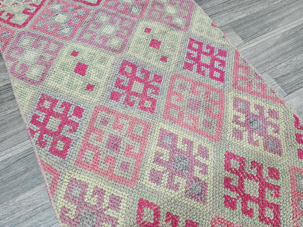 Vintage Turkish Runner Rug: Handwoven Oriental Hallway Rug (2.25x13.70 feet)