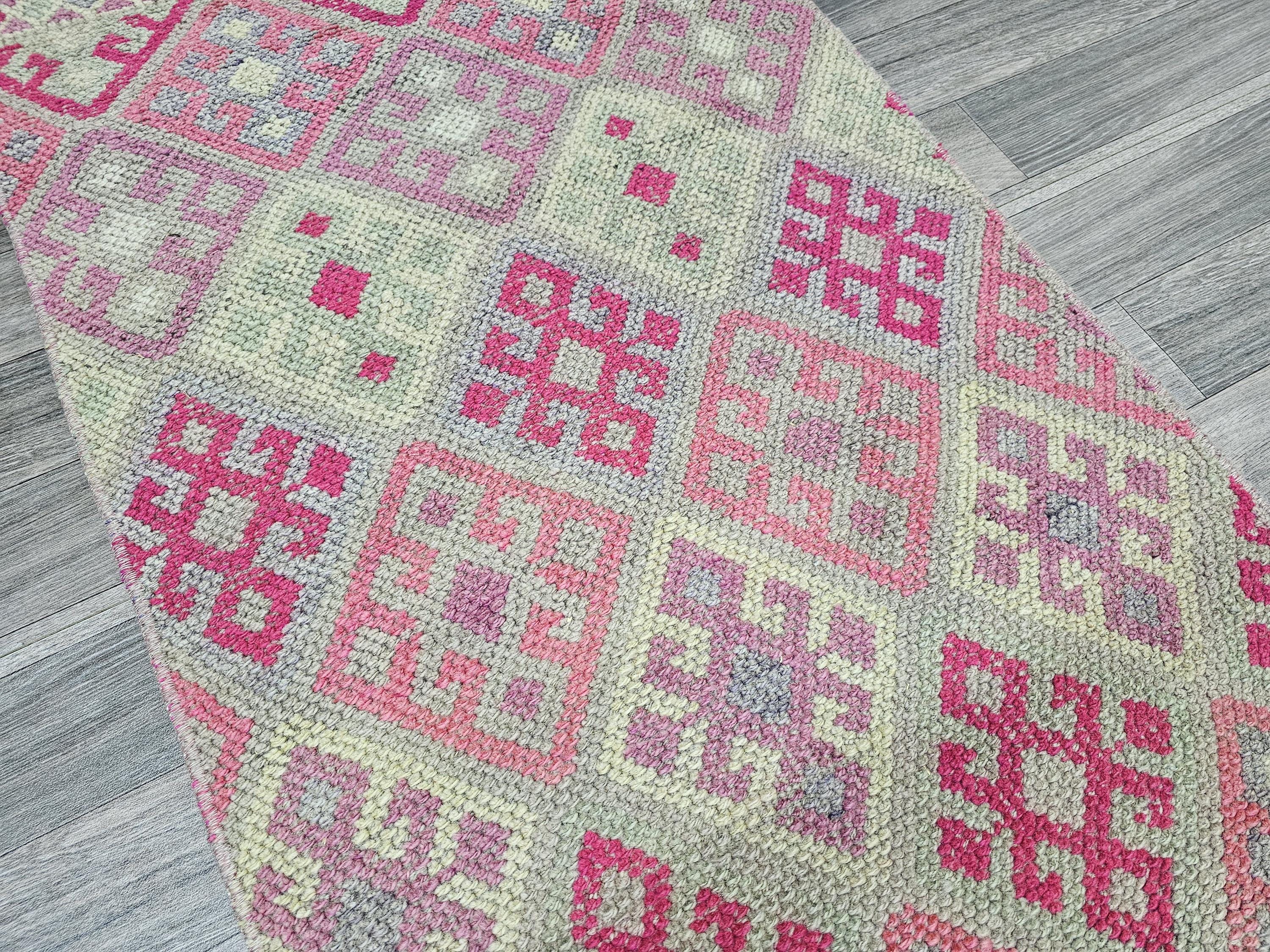 Vintage Turkish Runner Rug: Handwoven Oriental Hallway Rug (2.25x13.70 feet)
