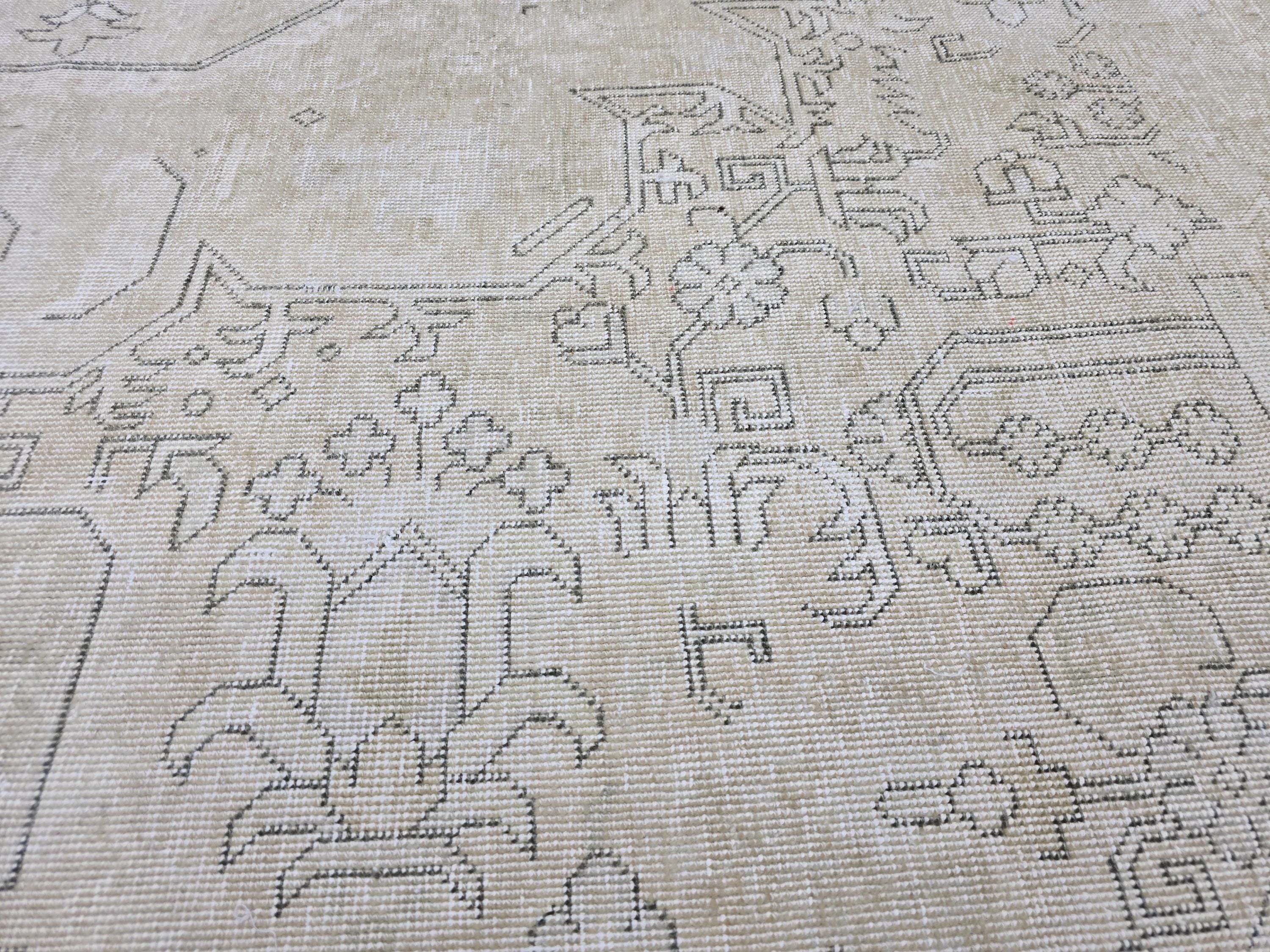 Oversized Oushak Rug 9x12: Hand-Knotted Neutral Vintage Area Rug