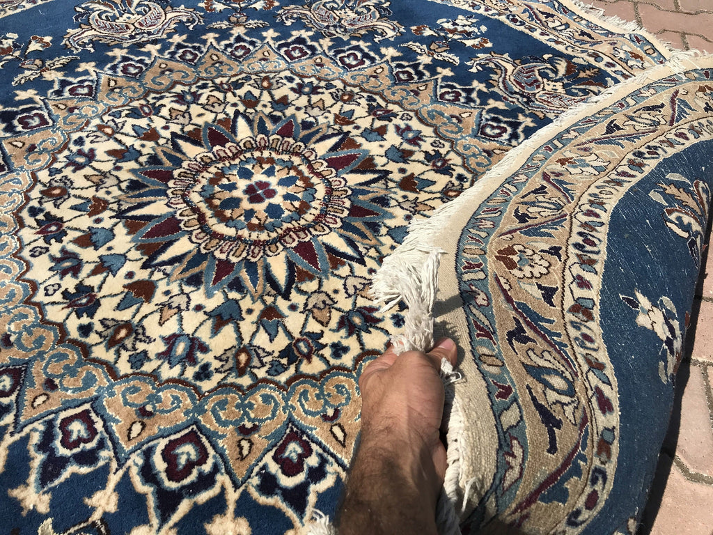 Handknotted Oushak Round Rug: 6.56 ft Vintage Turkish Rug