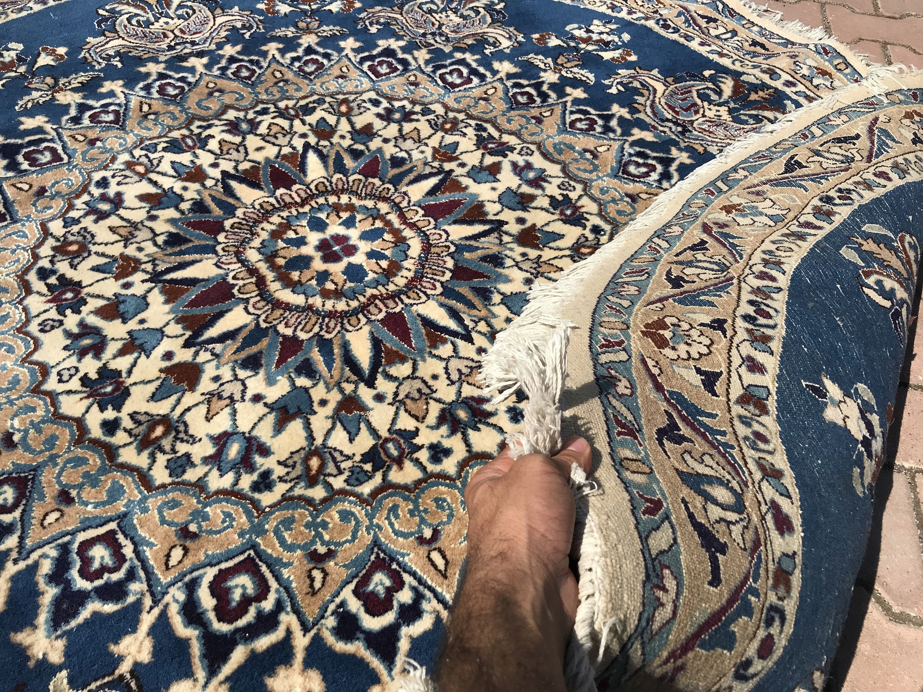 Handknotted Oushak Round Rug: 6.56 ft Vintage Turkish Rug