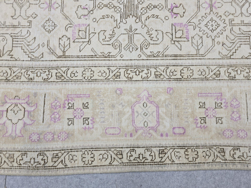 Oushak Wool Area Rug: 9x12 Light Pink Beige Turkish Rug