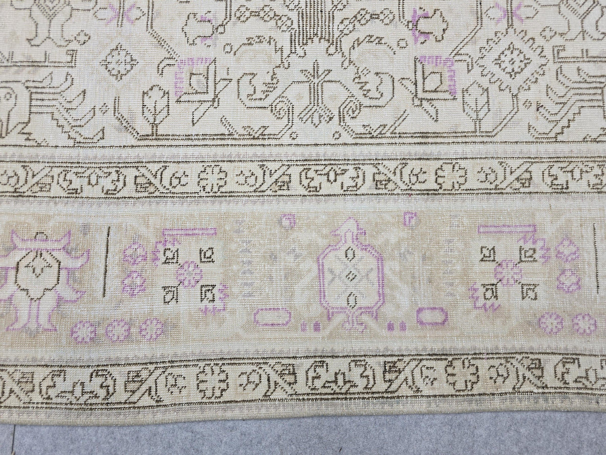 Oushak Wool Area Rug: 9x12 Light Pink Beige Turkish Rug